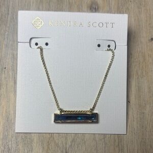 Kendra Scott NWT Gold Leanor Necklace with Iridescent Blue Bar